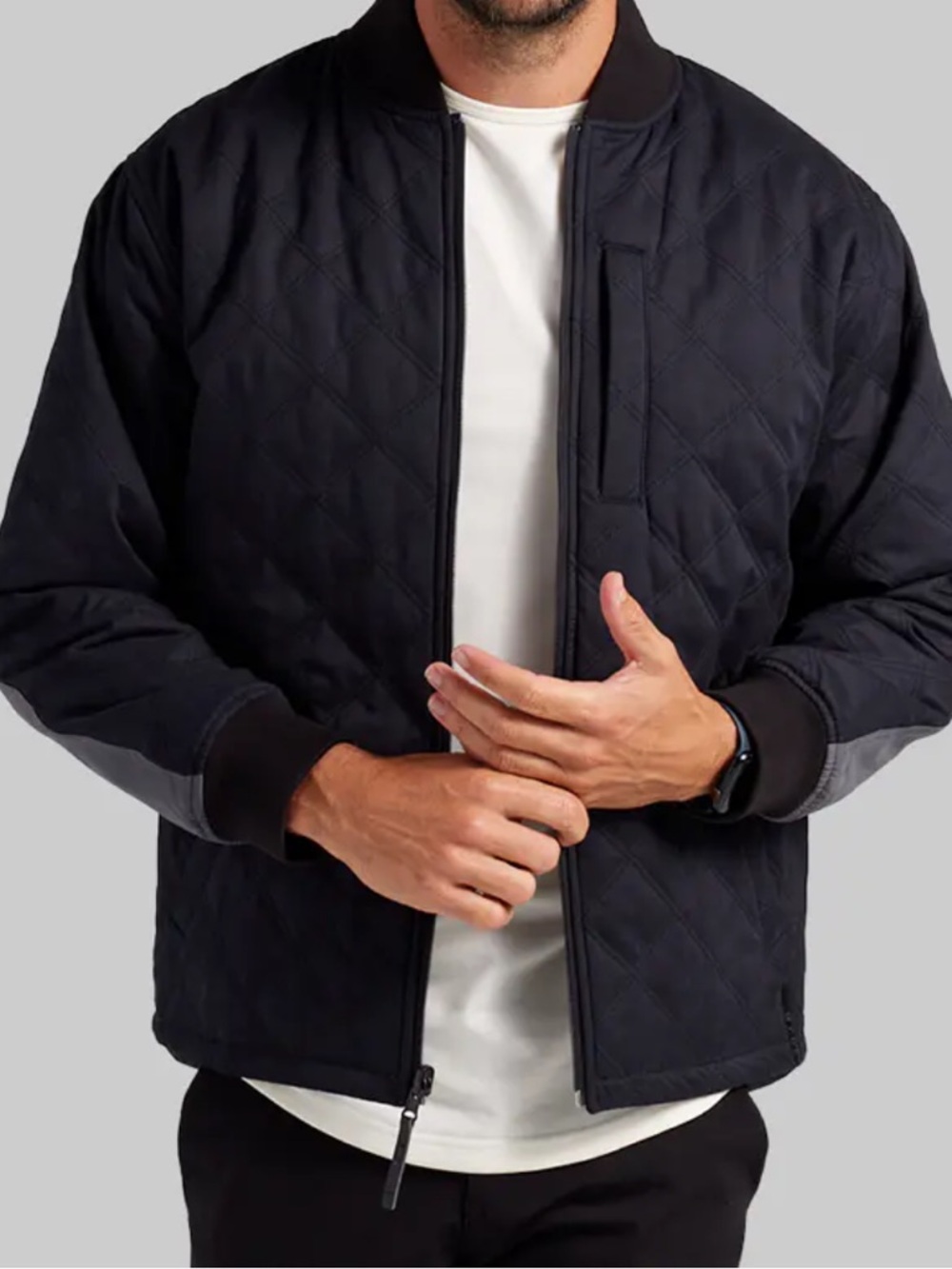 BYLT High Low Reversible Bomber Jacket Black Gray Quilted L